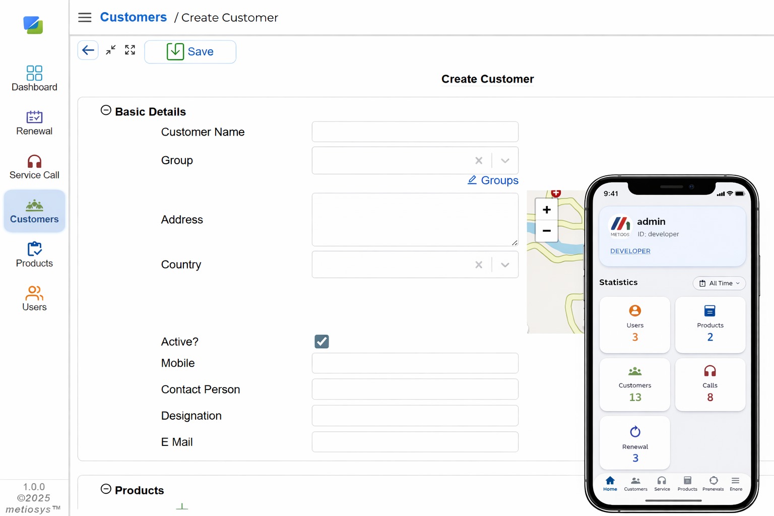 ServiceHero customer creation screen